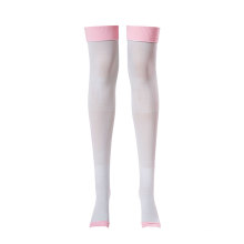 Soft light color high elatstic sleeping shaper stockings open toe socks for women